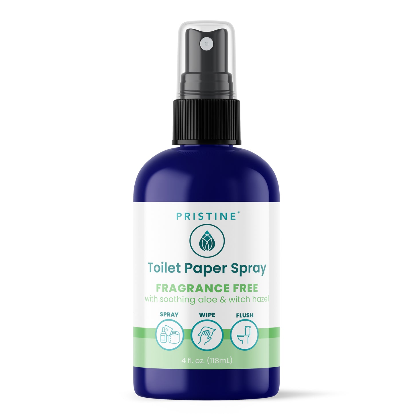 Pristine Toilet Paper Spray bottle on a white background