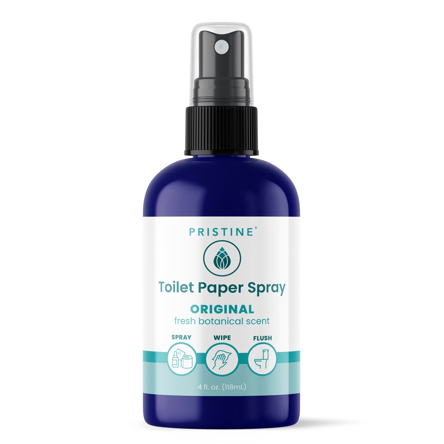 Pristine Toilet Paper Spray bottle on a white background