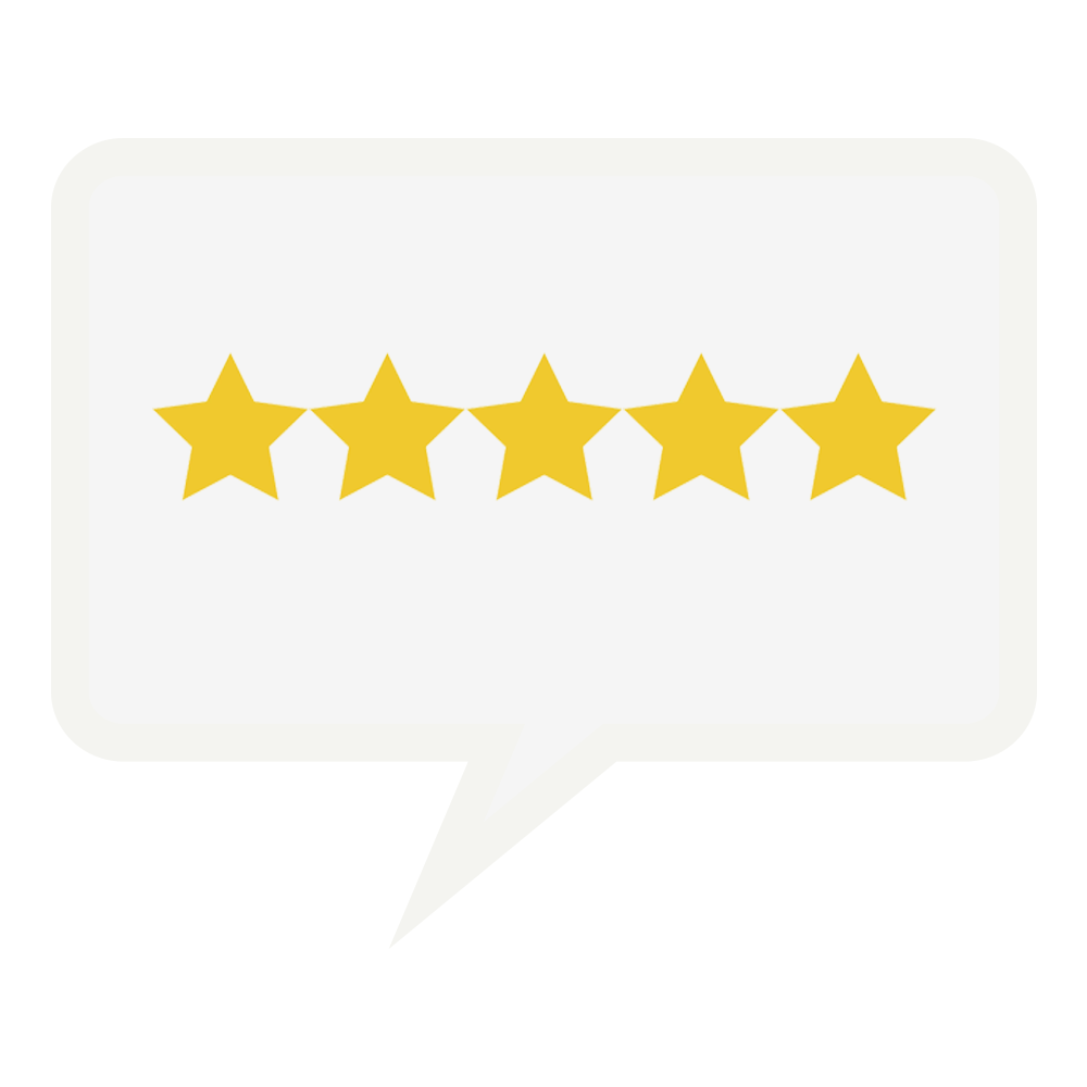 five yellow stars inside a comment square