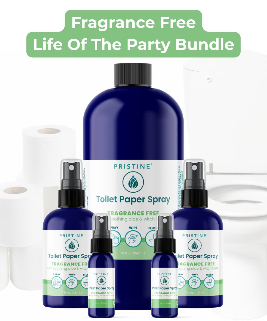 pristine toilet paper spray wet wipe alternative bottles featured with toilet paper