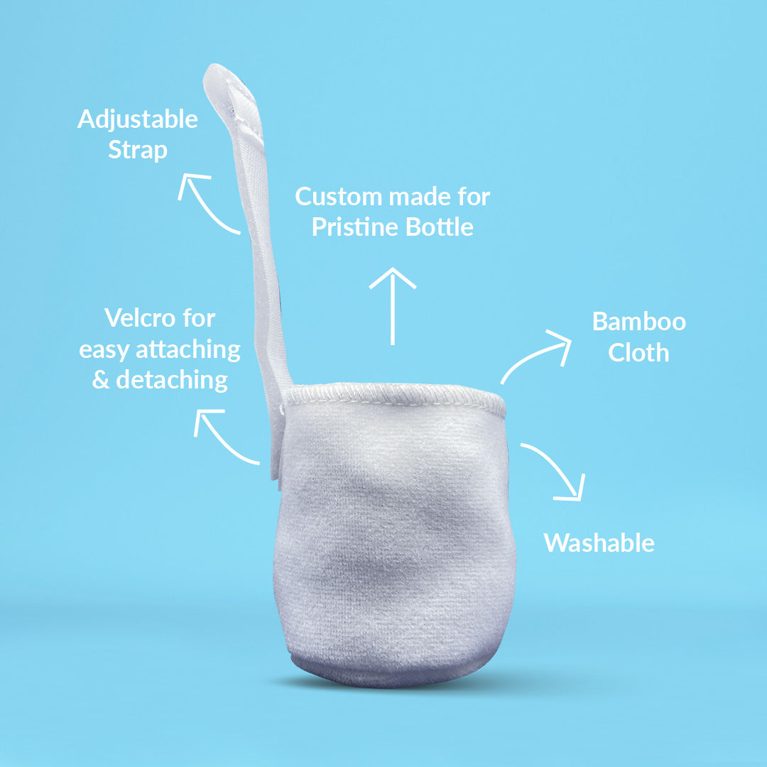 Pristine bamboo pouch holder for toilet paper spray wet wipe alternative