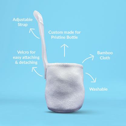 Pristine bamboo pouch holder for toilet paper spray wet wipe alternative