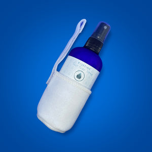 Pristine bamboo pouch with Pristine toilet paper spray wet wipe alternative spray